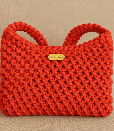 Coral Chunky Weave Macrame Tote
