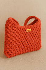 Coral Chunky Weave Macrame Tote2