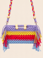 Rainbow Fringe Macrame Sling Bag