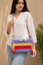 Rainbow Fringe Macrame Sling Bag3