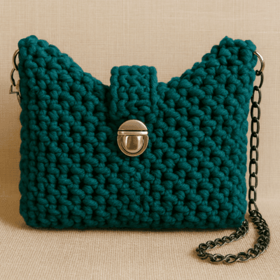 Teal Luxe Chain Macrame Crossbody