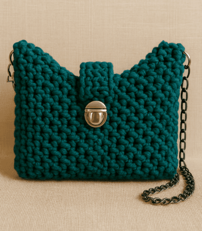Teal Luxe Chain Macrame Crossbody