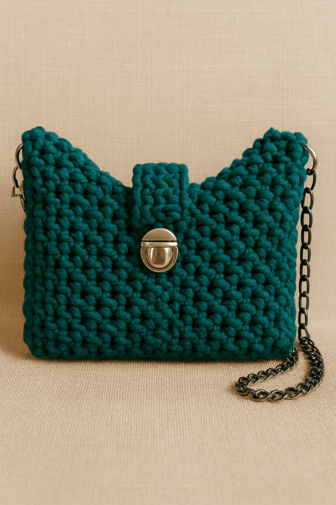 Teal Luxe Chain Macrame Crossbody
